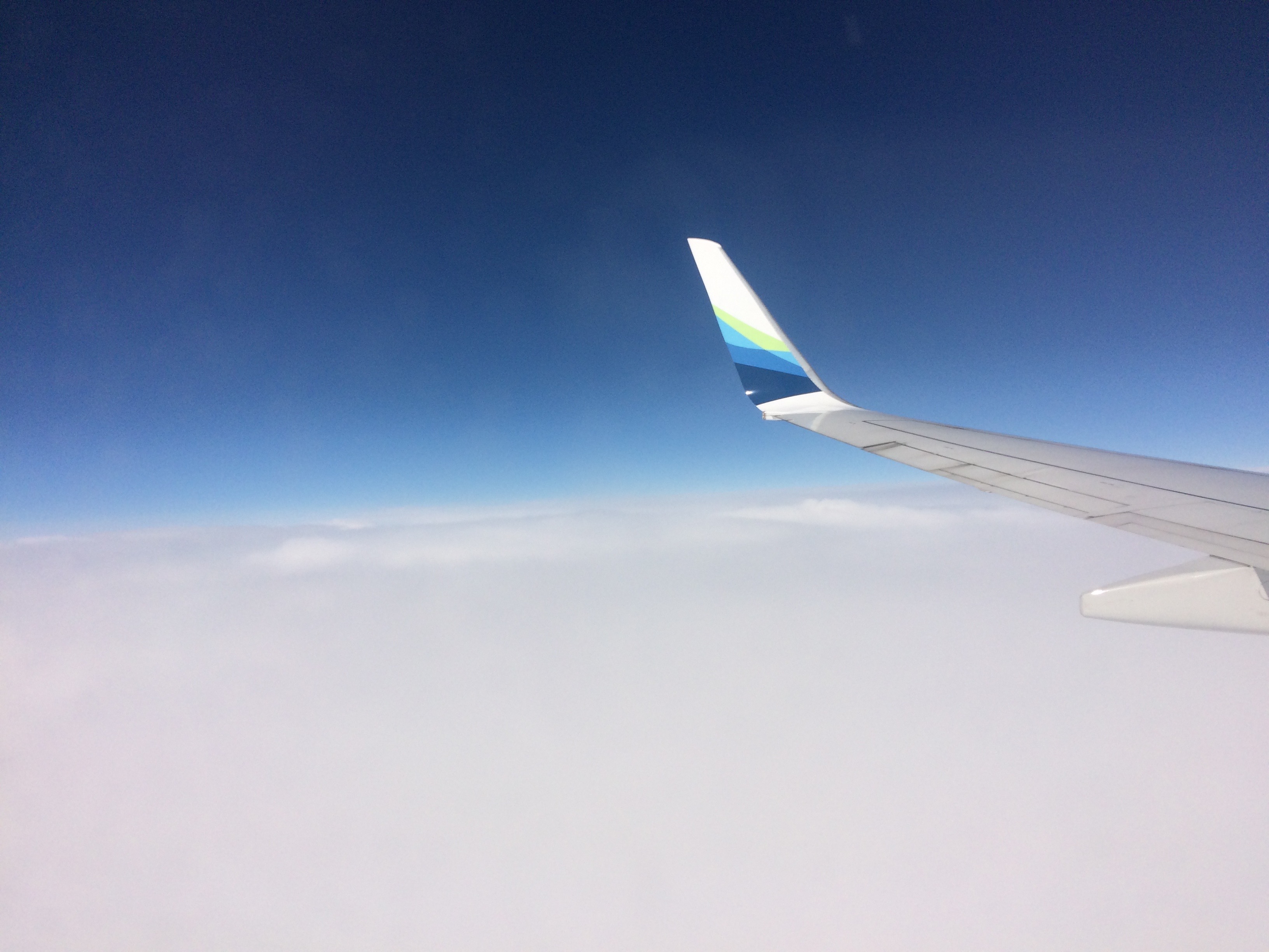 airplane, wing, sky